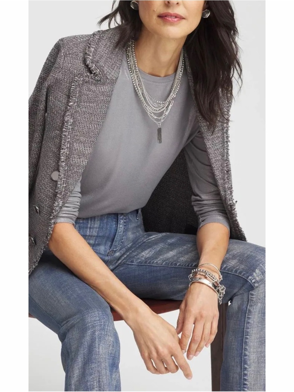 Chico’s Touch of Cool Foil Long Sleeve Layering Tee